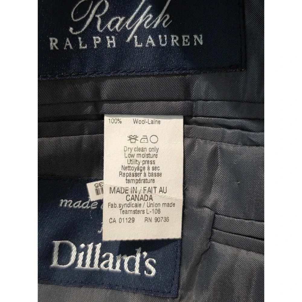 Ralph , Ralph Lauren  Mens 42R Gray Blue Micro Check Wool Sport Coat Blazer
